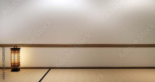 Canvas Print Japan modern room interior cleaning room with tatami mat and lamp Japanese style
