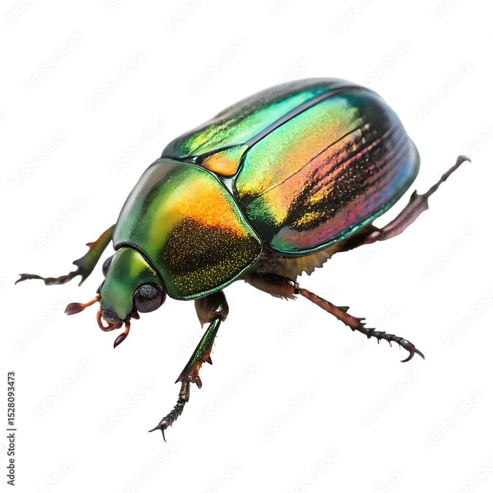 Naklejka premium A beautiful beetle with an iridescent shell isolated on a transparent background
