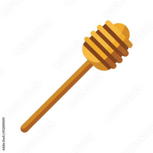 Wooden honey dipper vector illustration, natural honey stick tool, organic beekeeping utensil, rustic kitchen gadget
