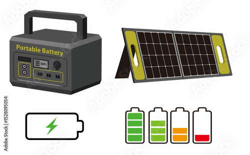 ポータブル電源・ソーラーパネル・充電マーク