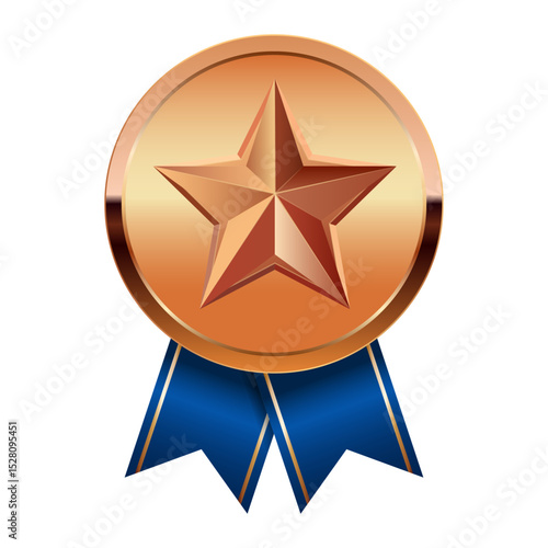Bronze award medal with blue ribbons and star for sport and games