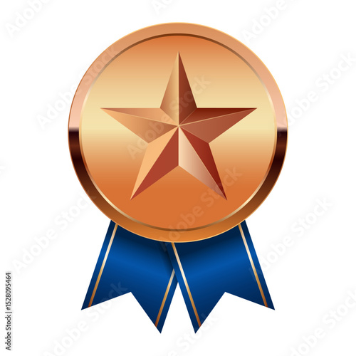 Bronze award medal with blue ribbons and star for sport and games