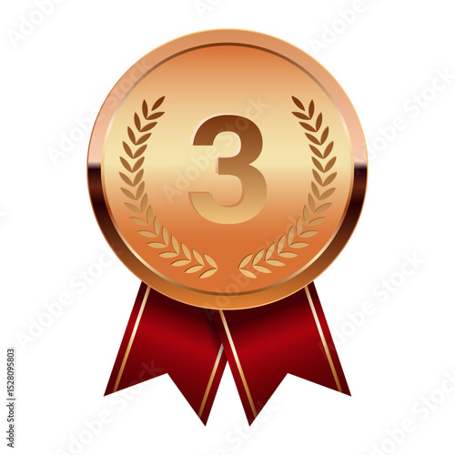 Bronze award medal with red ribbons for sport and games