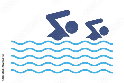 Swimming icon. Crawl swimmer swimming pool icon. Swimming man logo icon vector illustration emblem design. 