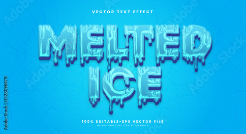 Melted ice Chrome Style 3d editable text effect template Suitable for Ice theme