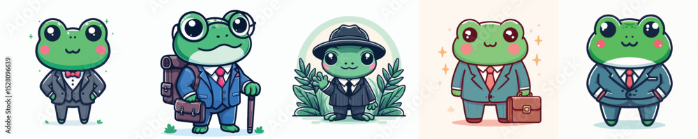 Obraz premium frog vector wearing a suit