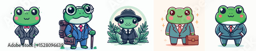 frog vector wearing a suit