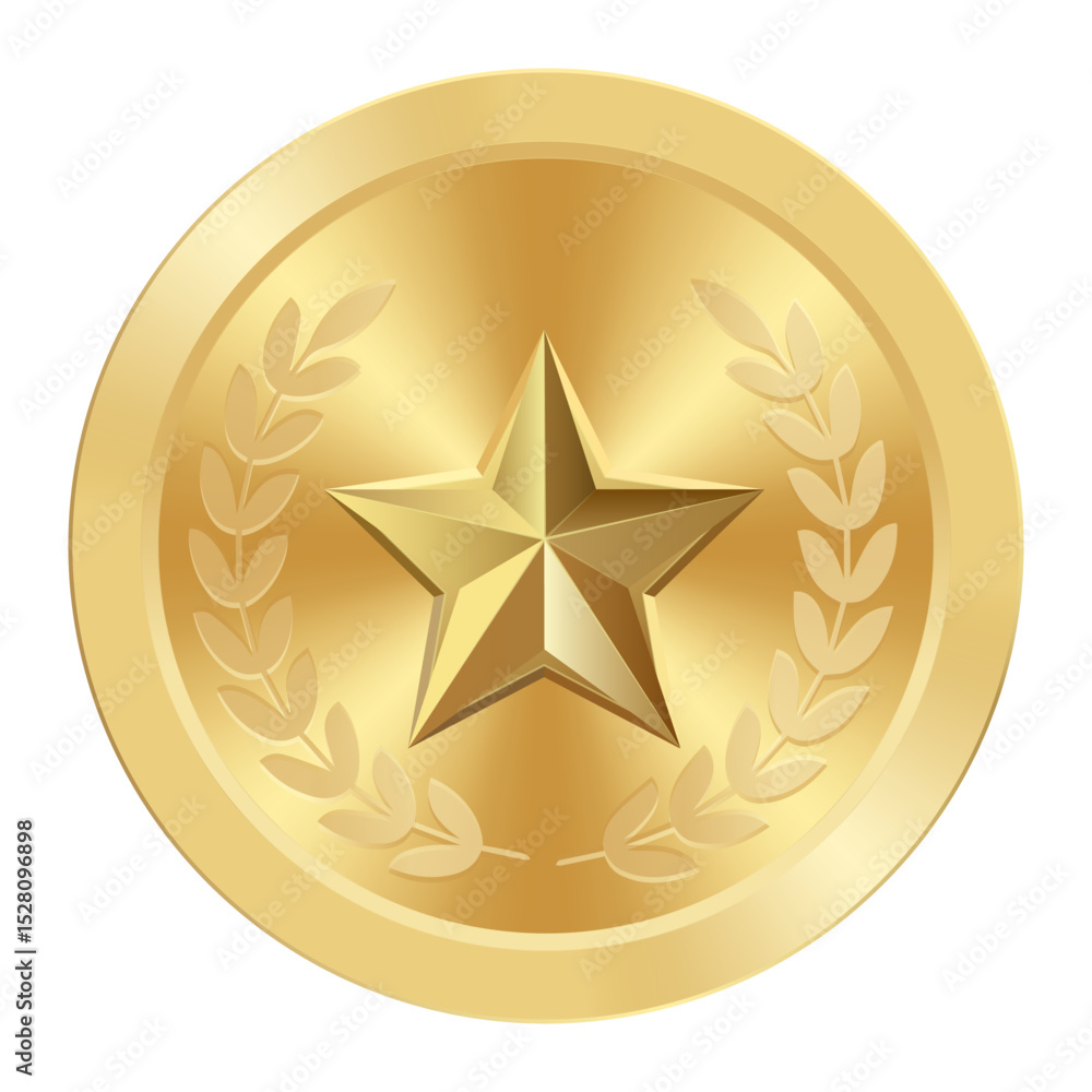 Gold award medal with star Illustration for web and games Gold award medal with star Illustration for web and games