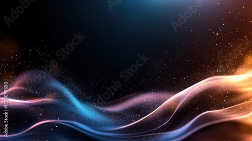 A mesmerizing abstract background featuring flowing light waves with soft gradients and sparkling effects creates an ethereal, dreamlike atmosphere perfect for artistic inspiration.