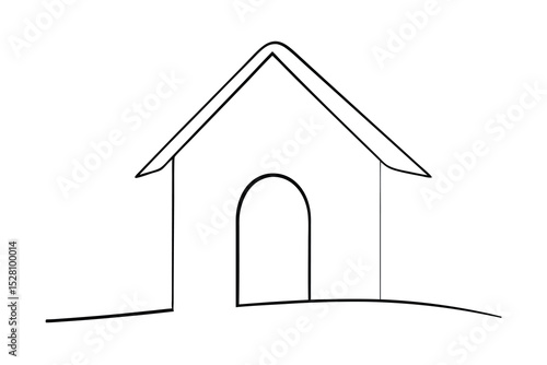Simple line drawing of a small house home sweet home