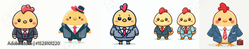 cute chicken vector wearing suit