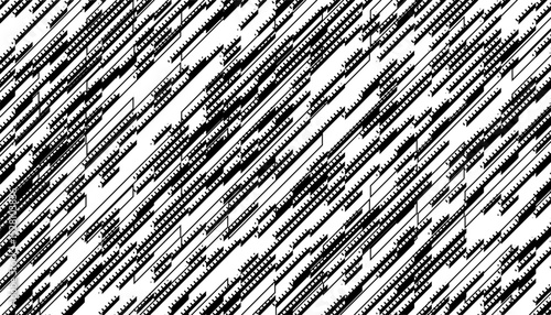 Black and white abstract and grunge pattern with diagonal ways for modern and sporty design element. Vector Format Illustration 
