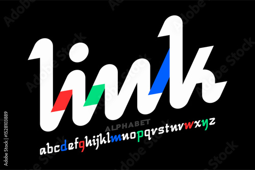 One single line original style font design, alphabet letters and numbers vector illustration
