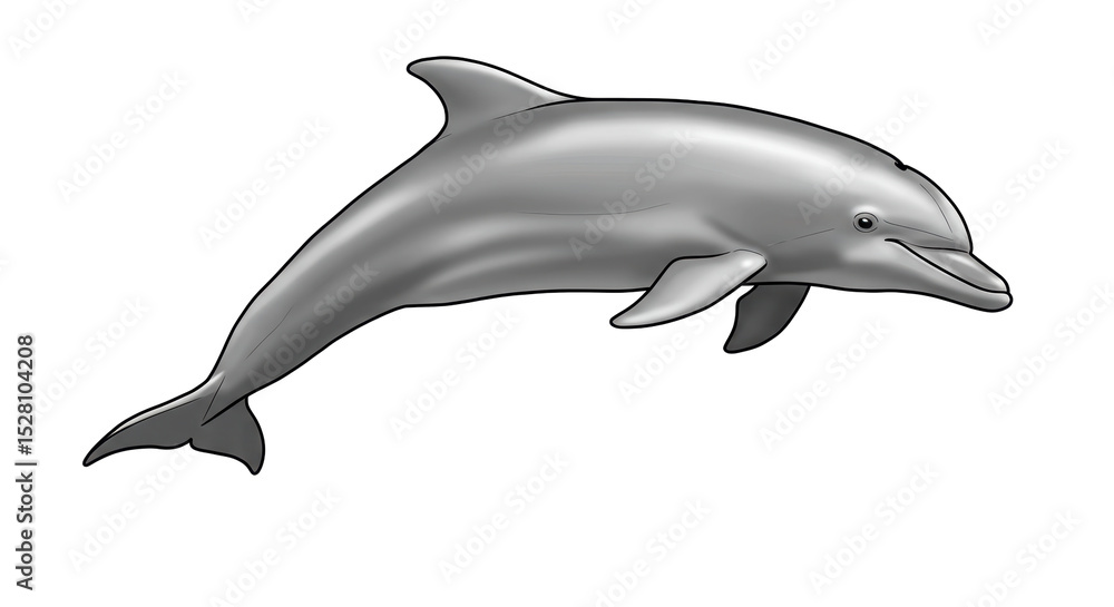 Obraz premium Isolated Dolphin Side Profile Artwork and Realistic Design