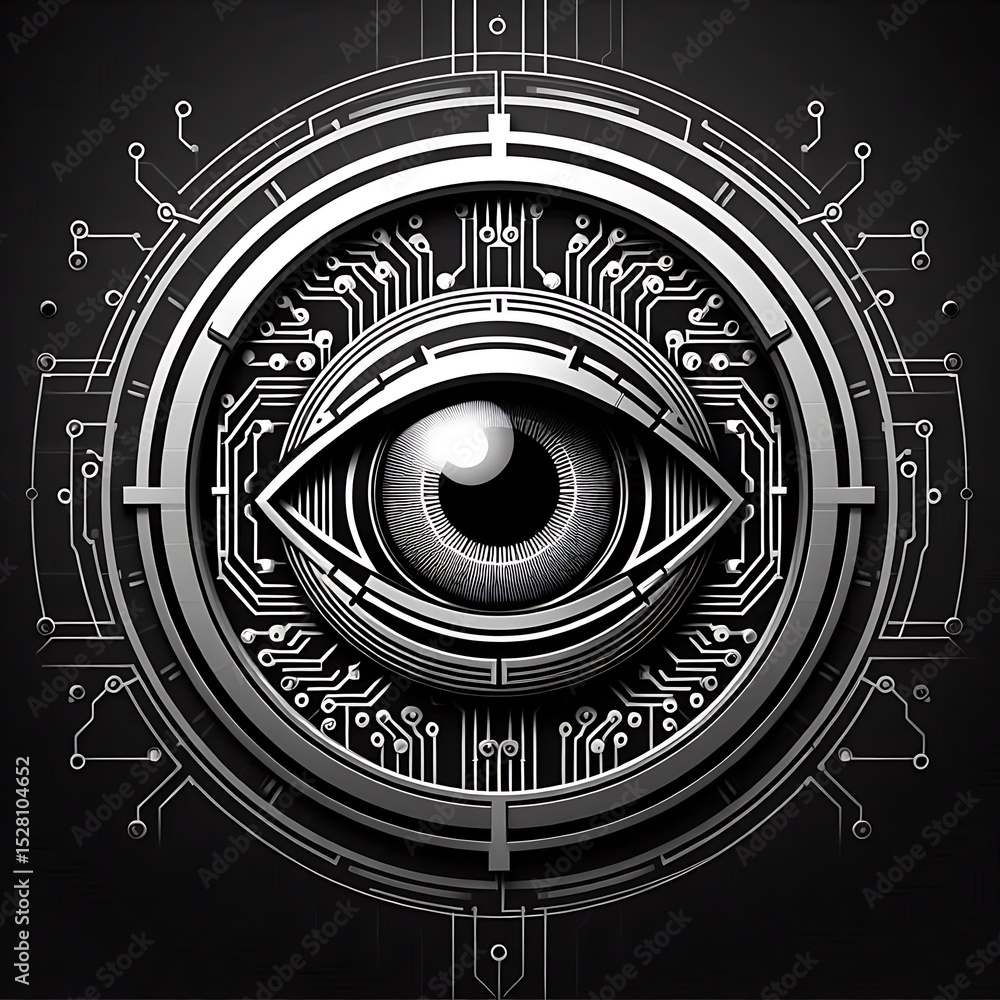Fototapeta premium Monochrome Cybernetic Eye Icon