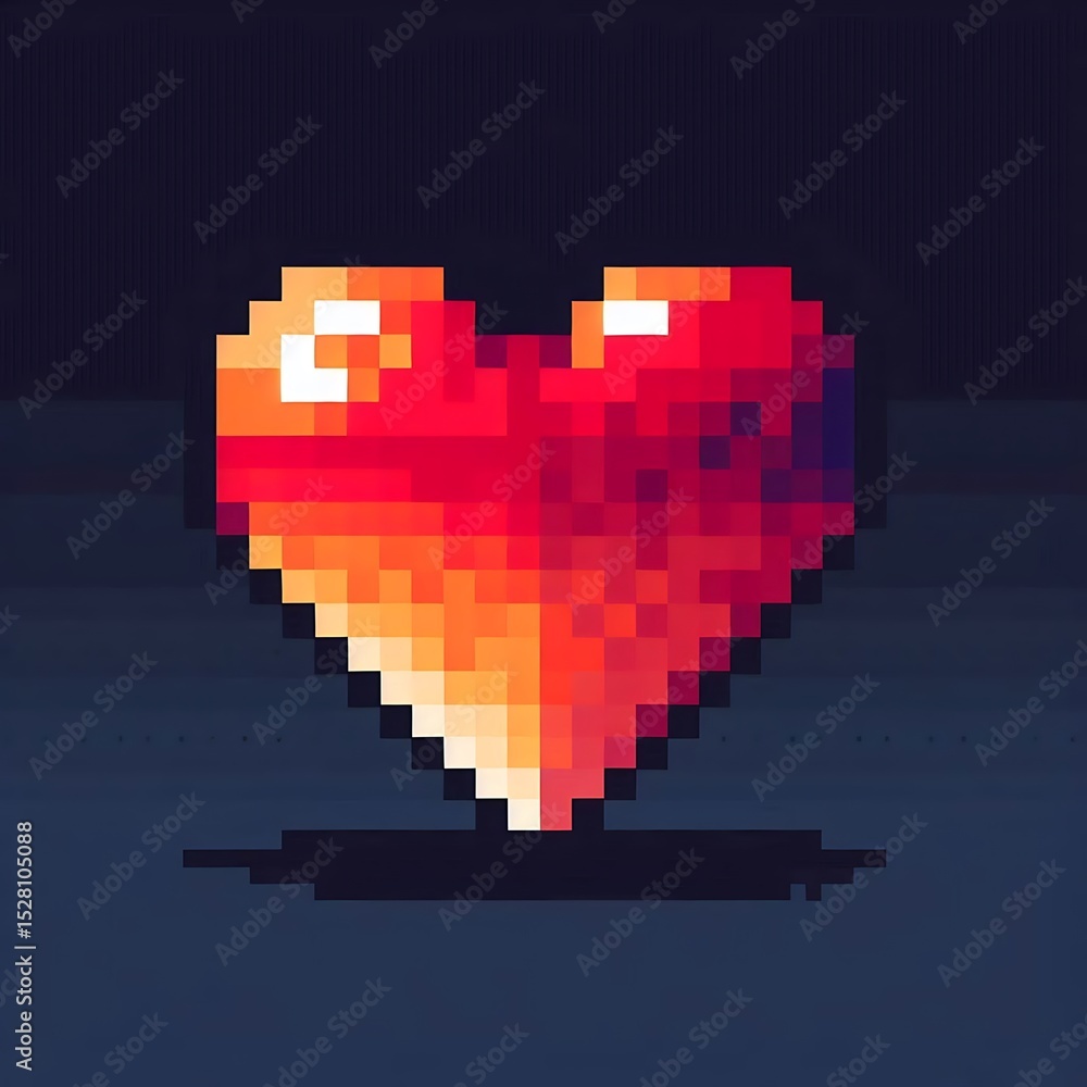 Fototapeta premium Retro Pixel Heart with Color Shift