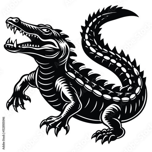 crocodile on black background