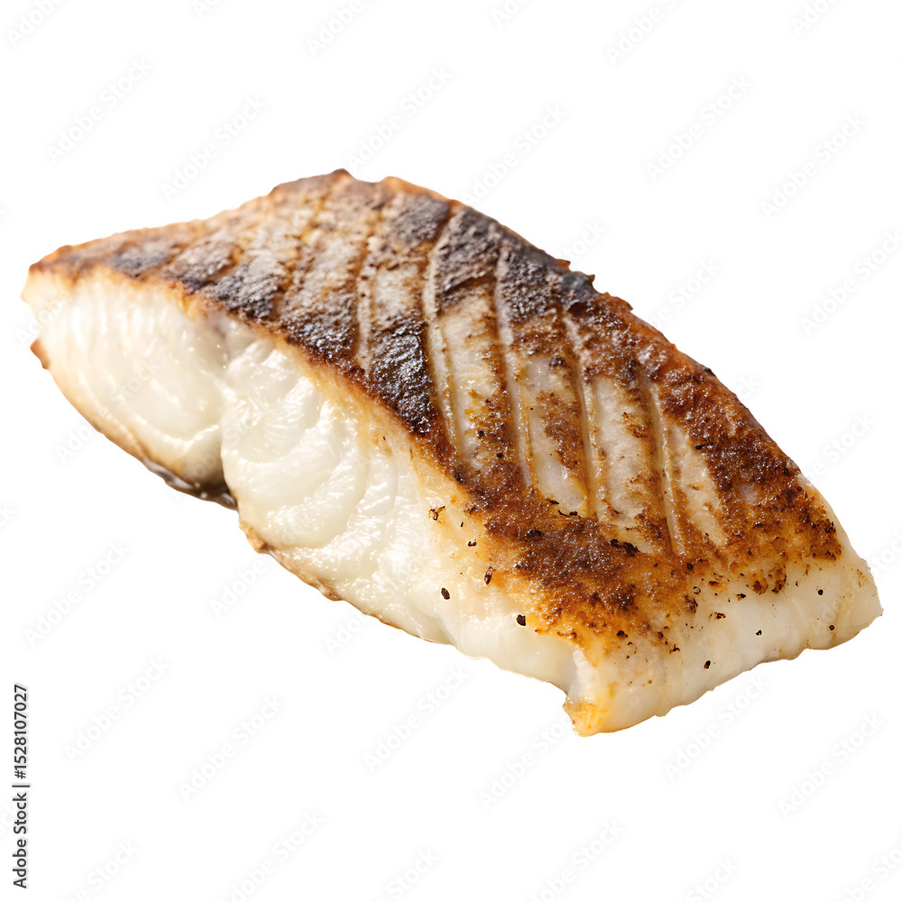 A healthy grilled salmon fish fillet with herbs isolated on a transparent background A healthy grilled salmon fish fillet with herbs isolated on a transparent background