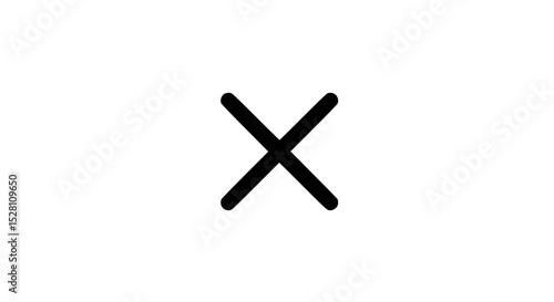 A black and white X is shown on a white background