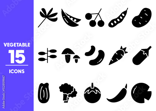 set of vector icons of vegetables