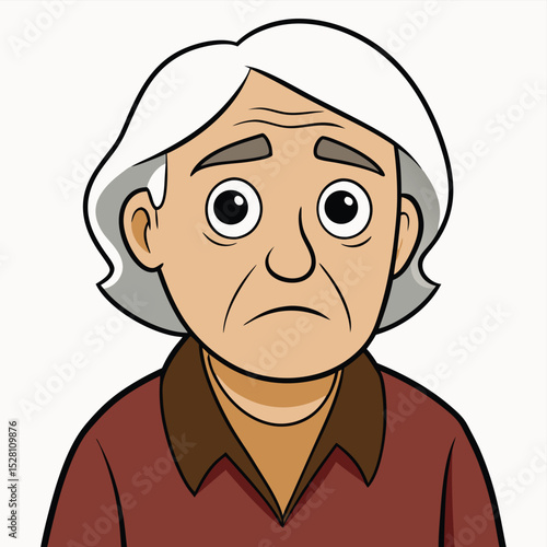 An elderly person with a melancholic expression, eyes reflecting quiet contemplation or sadness.