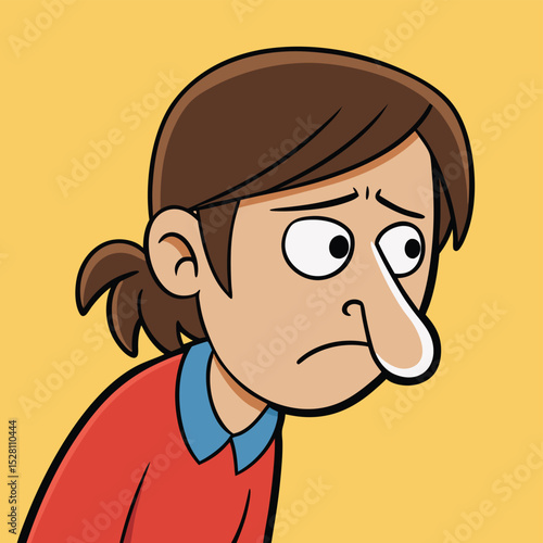 A person looking down their nose at something, conveying disdain or superiority.