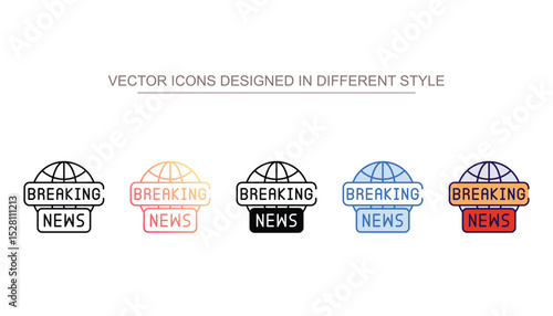 Breaking News icon design with white background stock illustration
