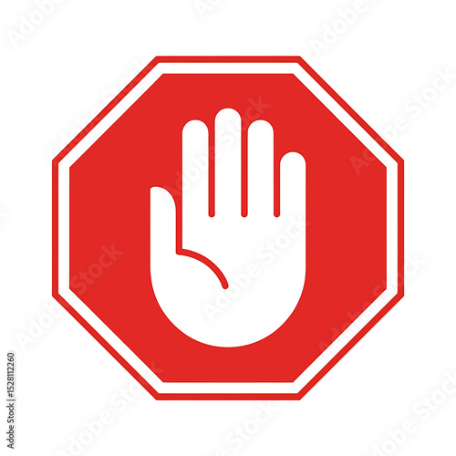 Simple Stop Sign A Warning Hand Illustration - Vector Graphic