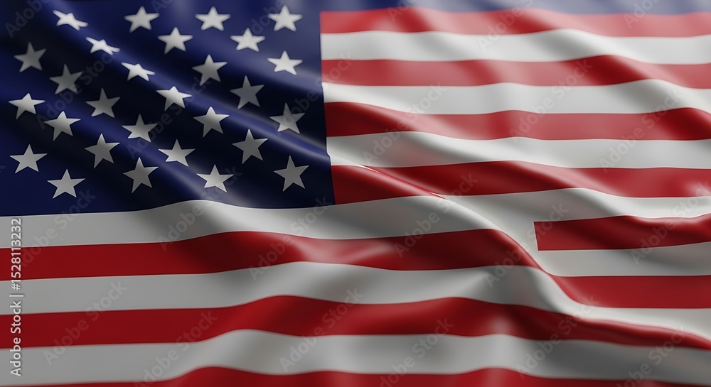 Fototapeta premium Waving American flag featuring stars and stripes, symbolizing patriotism and national identity.