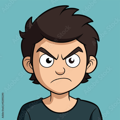 A person with narrowed eyes, furrowed brow, and a tight mouth, conveying suspicion or scrutiny.