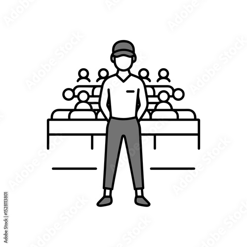 Umpire standing confidently in front of a crowd in a baseball setting - Concept of MLB - Visual Language of Baseball Photography  