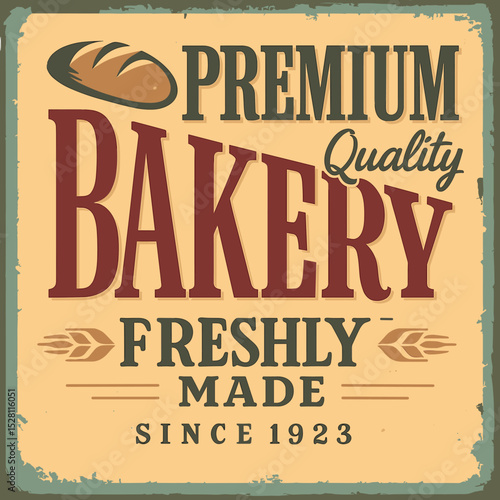 Bakery shop sign – hand-drawn bread on vintage background with retro comic style bagel poster design