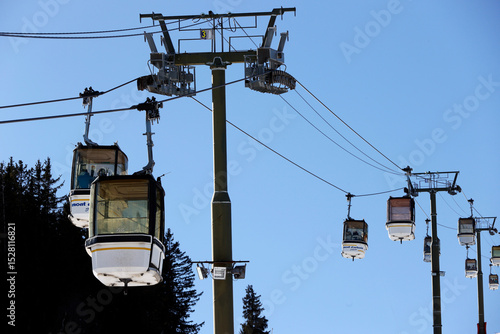 The Mont d'Arbois cable car in Bettex. Winter sports and ski slopes. Saint Gervais. France.