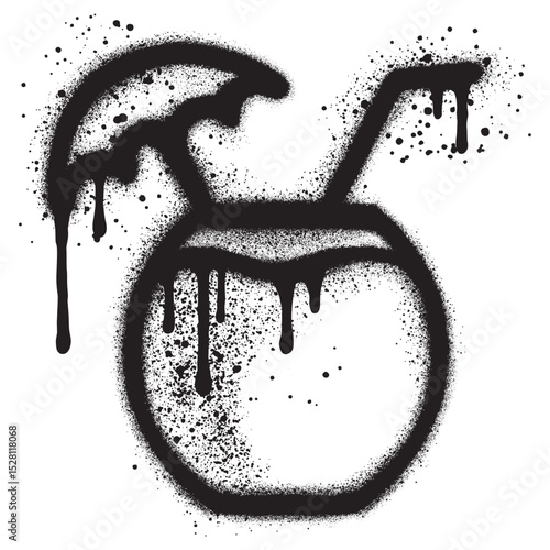 Spray Painted Graffiti Young Coconut Sprayed isolated with a white background.