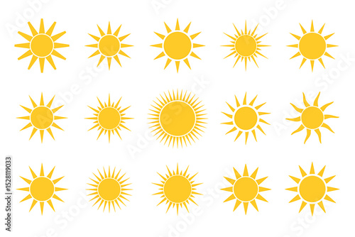 Twelve Minimalist Sun Designs A Versatile Set of Solar Icons for Your Projects