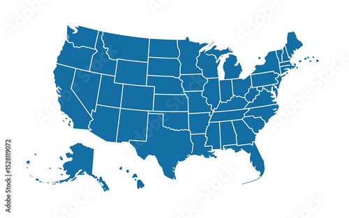 A Simple Clean Map of the United States  States & Boundaries Illustrated