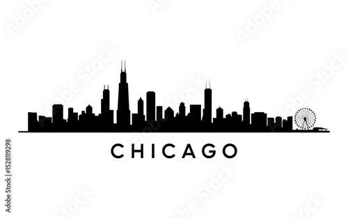 A Minimalist Black and White Chicago Skyline Cityscape Vector Illustration