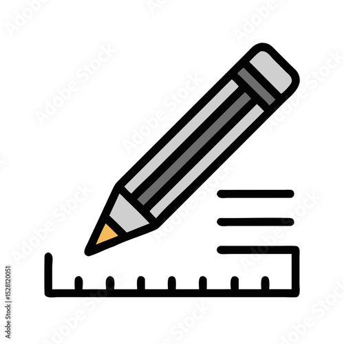 Pencil and ruler icon design for measurement and drawing