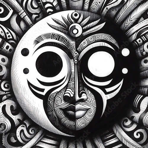 African Yin-Yang Mask Design