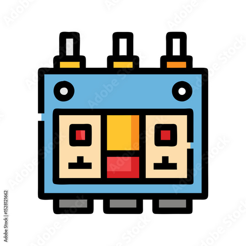Three phase circuit breaker icon illustration for electrical engineering
