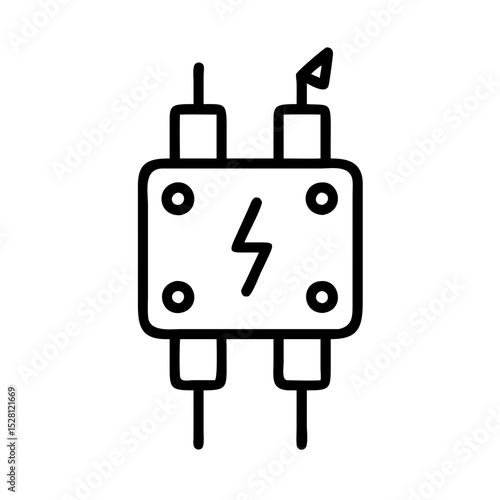 Simple line art illustration of an electrical surge protector