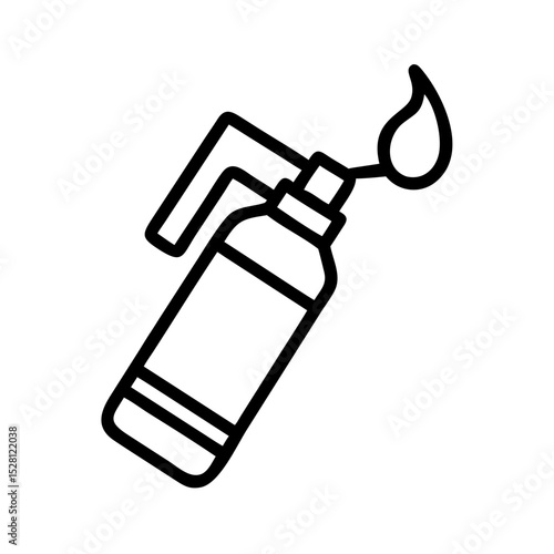 Line art illustration of a molotov cocktail with a burning flame
