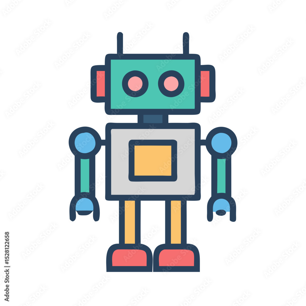 Fototapeta premium Friendly cartoon robot illustration digital art