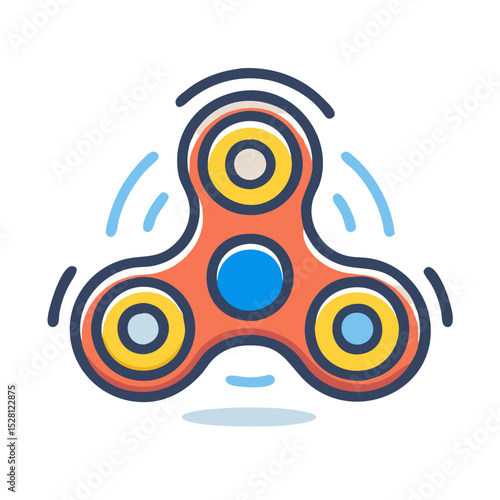 Colorful spinning fidget spinner toy illustration