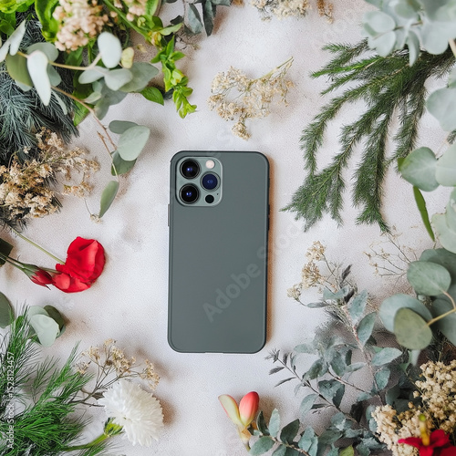 Minimalist phone white case mockup placed on a plain background with subtle highlights	