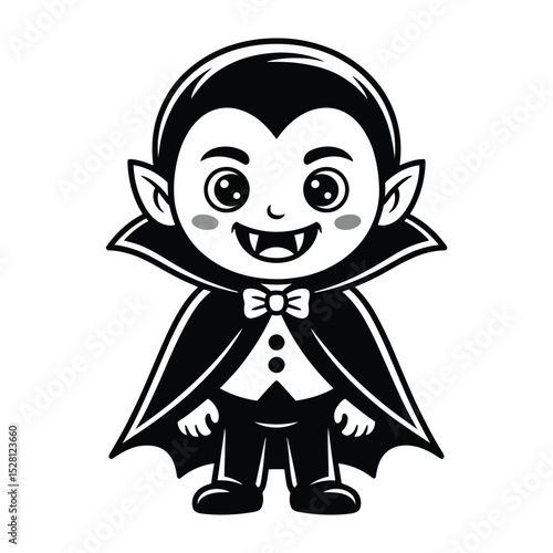 Cute Cartoon Vampire Child Halloween Costume Black White