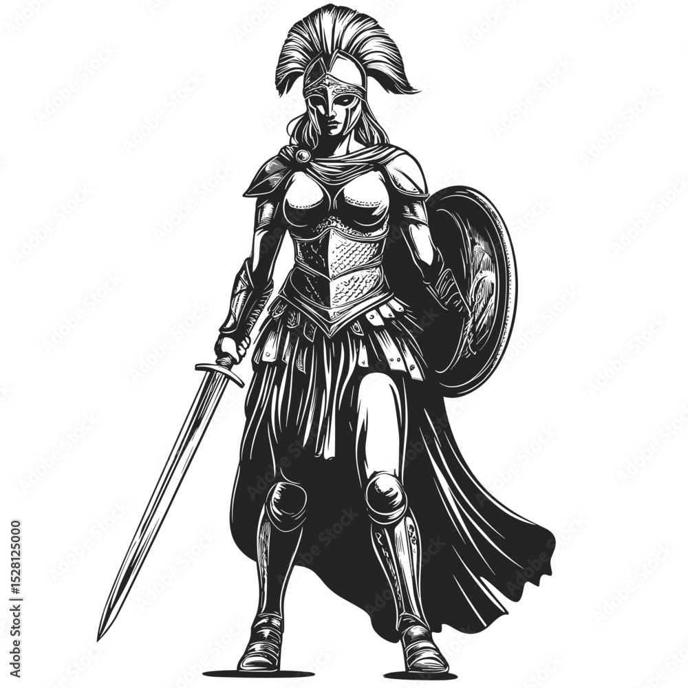 Obraz premium vector knight with sword roman legionary drawing .Generative AI