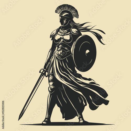 vector knight with sword roman legionary drawing .Generative AI