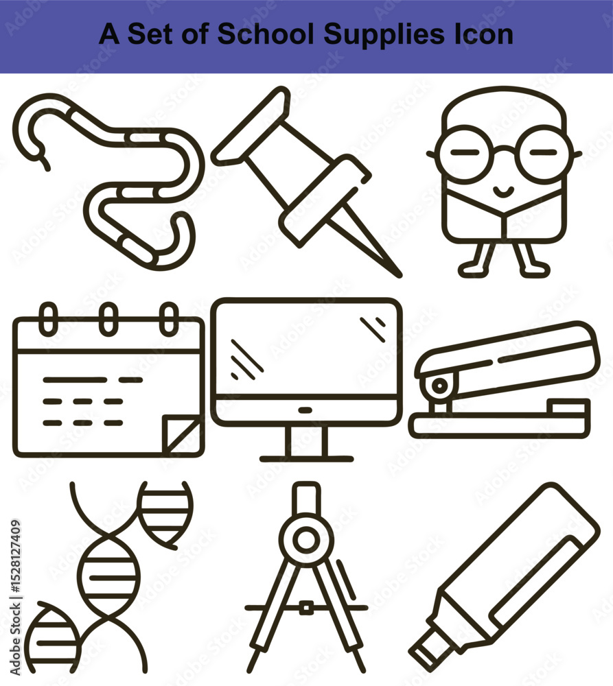 Back to School Stationery Illustration Set Back to School Stationery Illustration Set