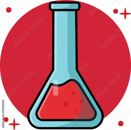 Beaker Glass With Chemical Liquid Cartoon Vector Icon Illustration. Science Laboratory Icon Concept Isolated Premium Vector. Flat Cartoon Style 